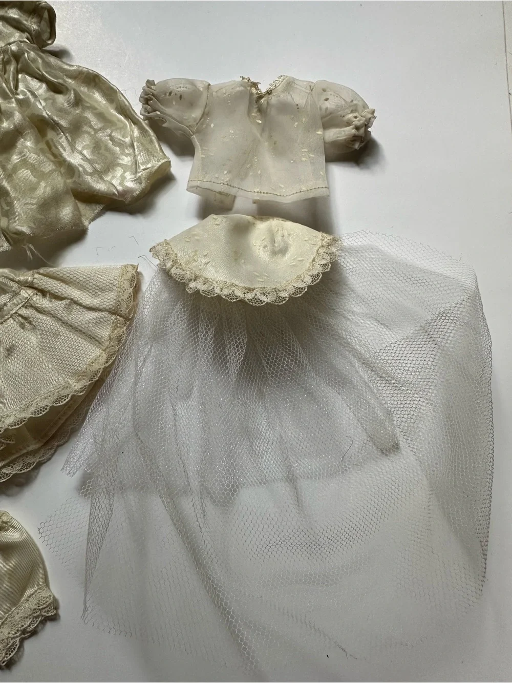 Vintage Doll Clothes Cream Lace Bundle